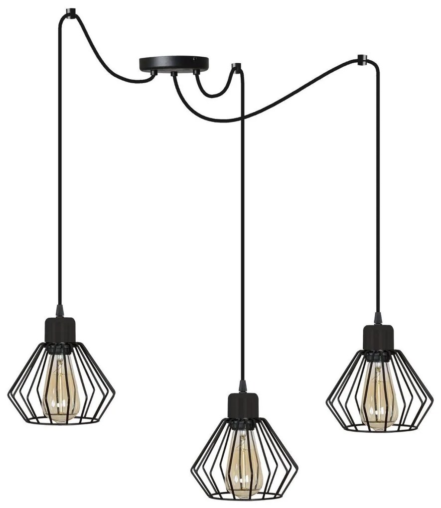 Závesné svietidlo Nuvola Spider, 3x drôtené tienidlo, (mix 4 tvarov tienidla)