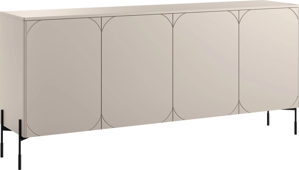 Štvordverová komoda Sonatia 200 cm - kasmír / čierne nohy