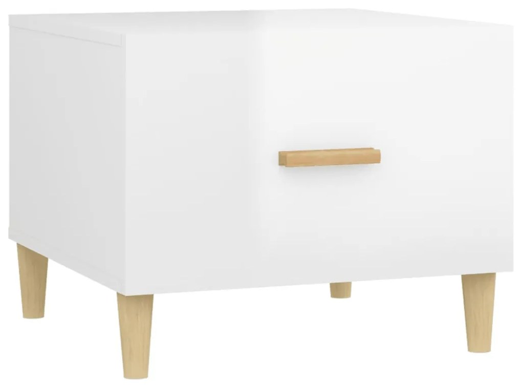 vidaXL Konferenčný stolík lesklý biely 50x50x40 cm spracované drevo