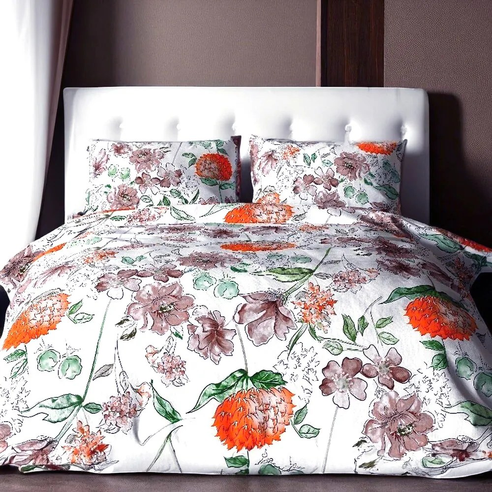 Krepové bavlnené obliečky Homa TORRY ART ORANGE 2-dielna sada 140x200 cm