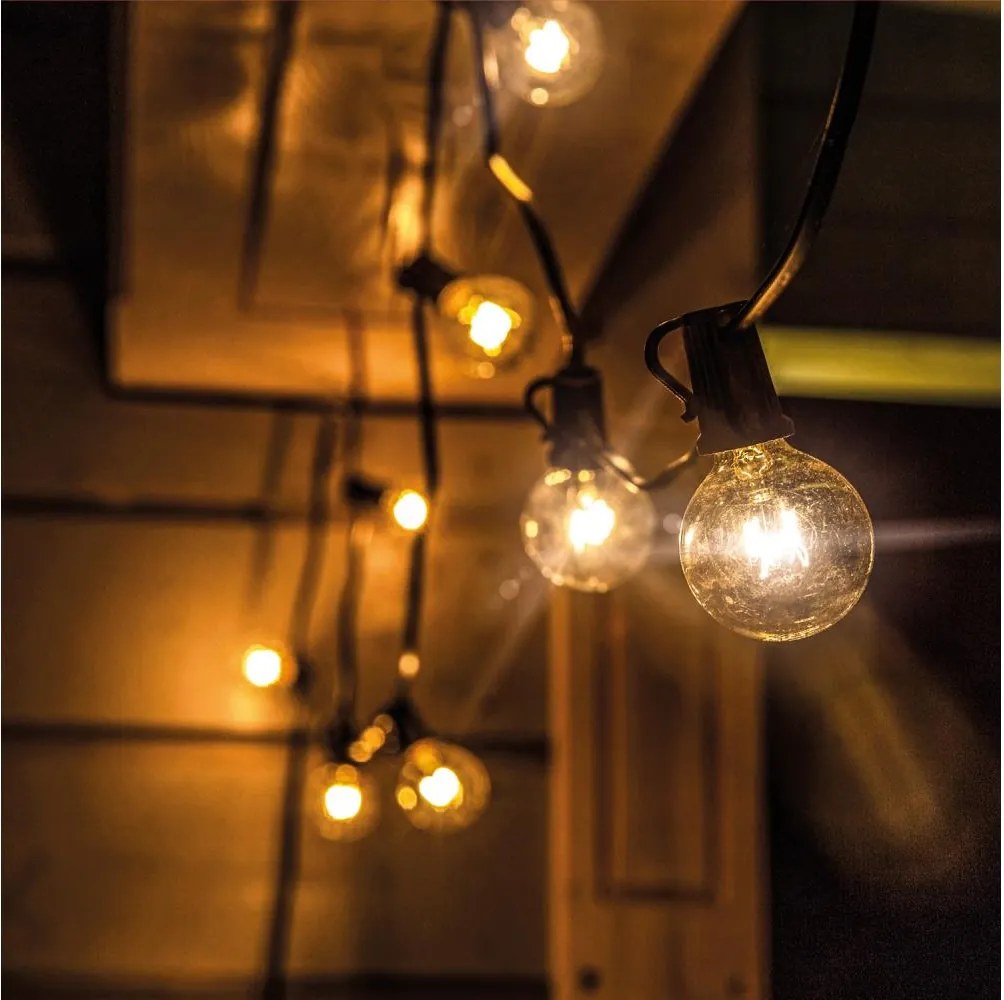 Brilagi - LED vonkajšia dekoratívna reťaz GIRLANDA 10xE12 8m čierna IP44 teplá biela