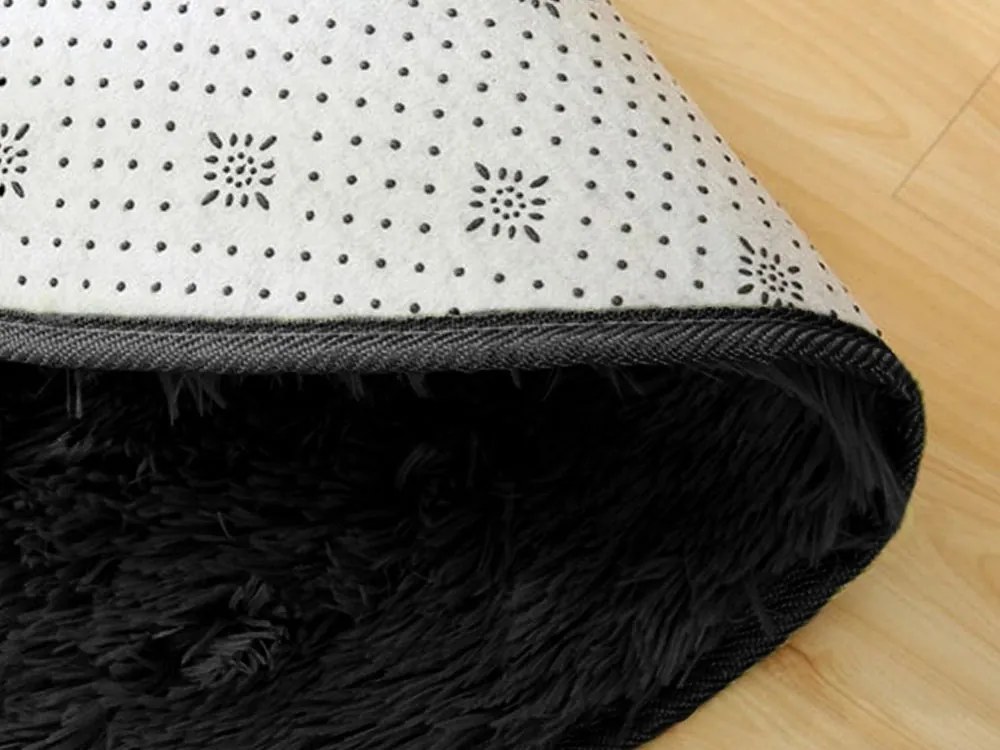 TZ Čierny okrúhly shaggy koberec Lana Rozmer: 160