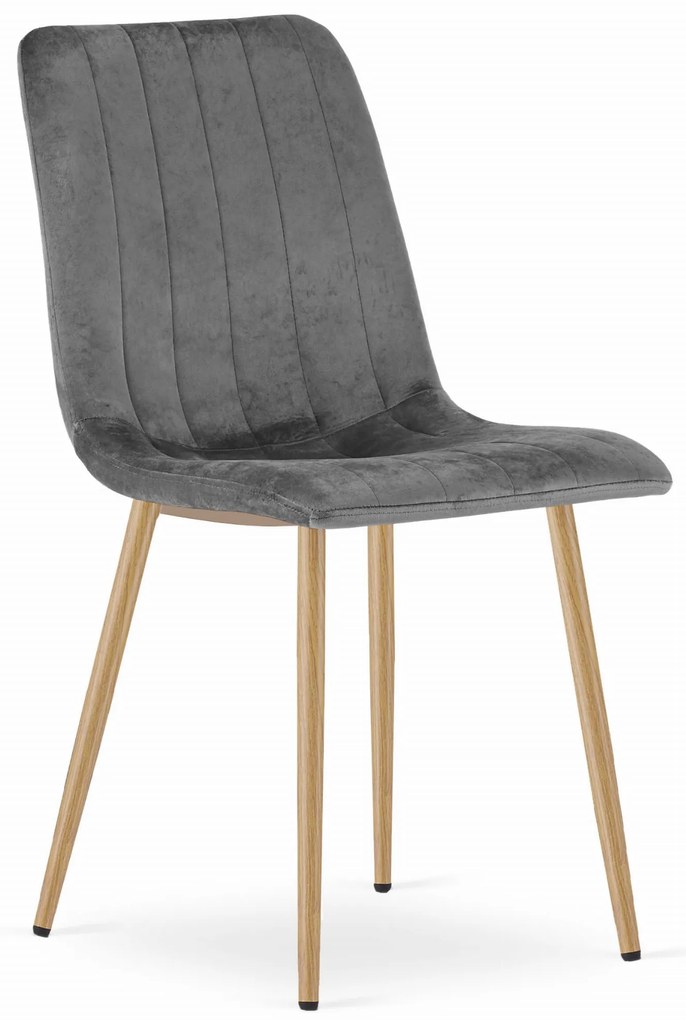 Tmavo sivá zamatová stolička LAVA