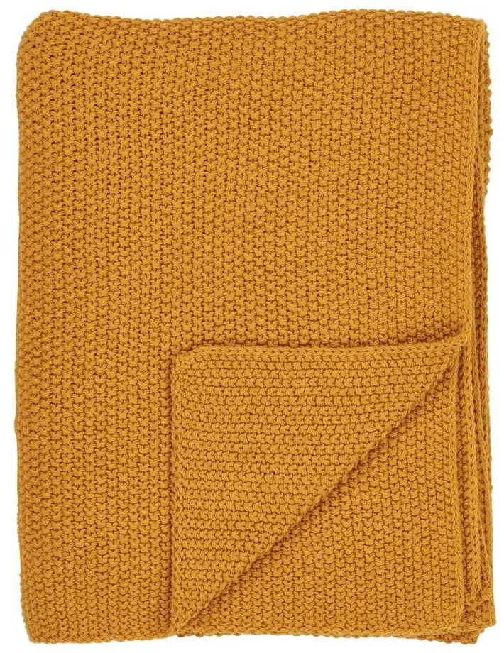 Žltá pletená deka z recyklovanej bavlny 130x170 cm Santos – House Nordic