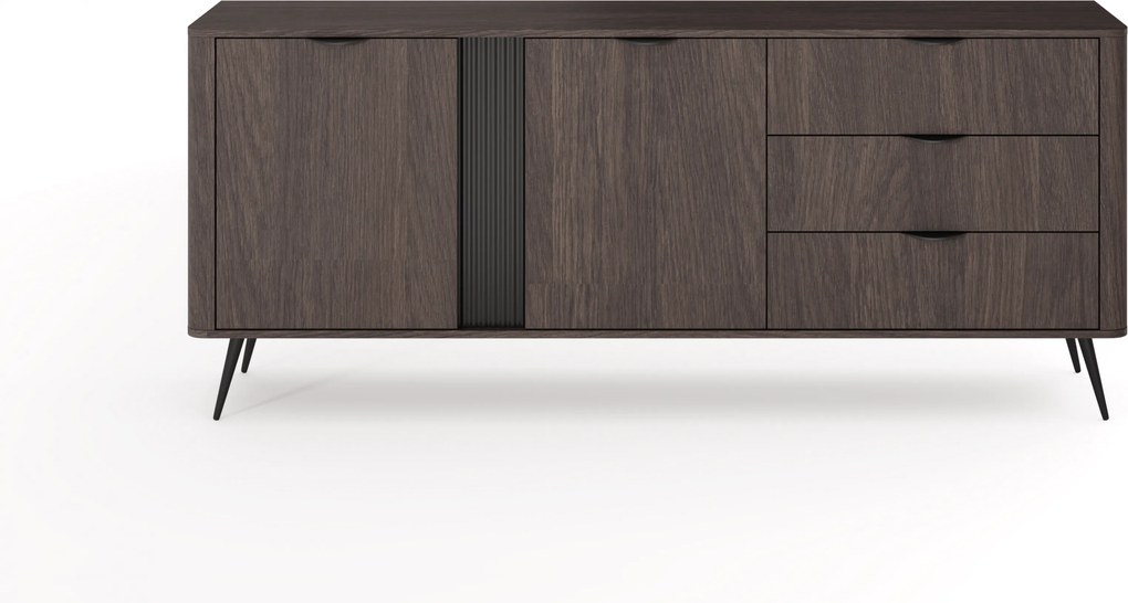 Komoda Edrin 195 cm so zásuvkami - dub dunin / čierna