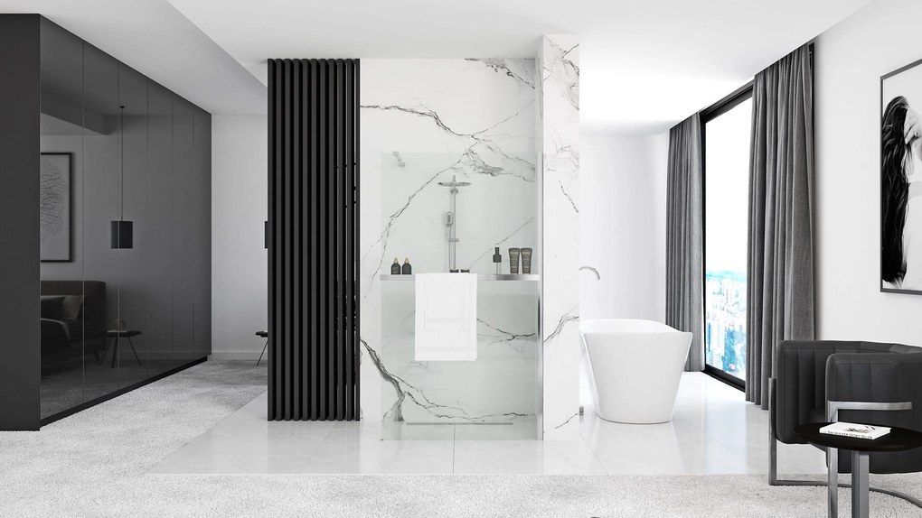 Rea Aero, sprchová zástena WALK-IN 80x195 cm + EVO polička a vešiak na uteráky, KPL-K0615