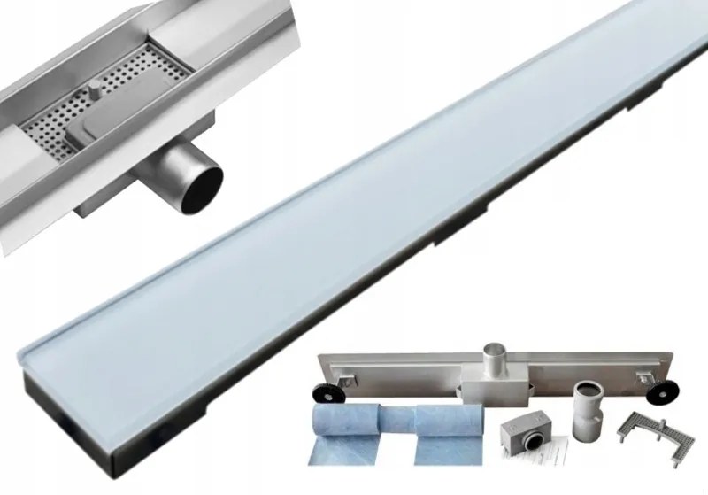 Sprchový žľab maxmax WHITE GLASS, sklenený kryt