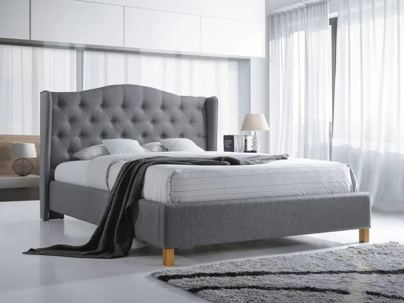 Čalúnená posteľ ASPEN 180 x 200 cm sivá Matrac: Matrace Deluxe 15 cm
