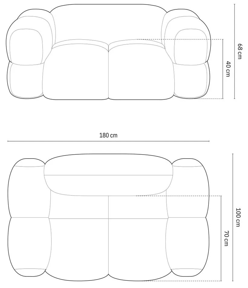 Hnedá zamatová pohovka 180 cm Loretto – Cosmopolitan Design