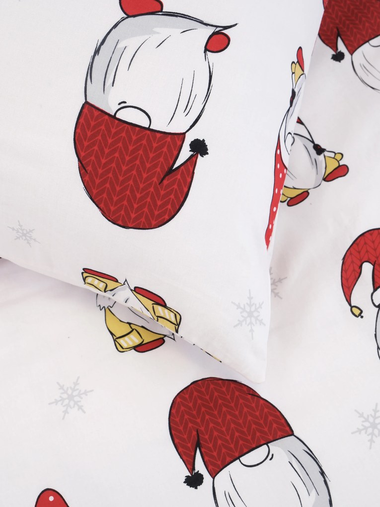 Vianočné bavlnené obliečky Renforcé - Trpaslíci biele