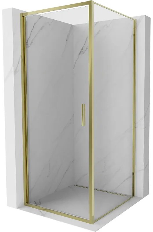 Mexen Exo, výklopný sprchový kút 80 x 80 cm, číre sklo, zlatá, 817-080-080-50-00