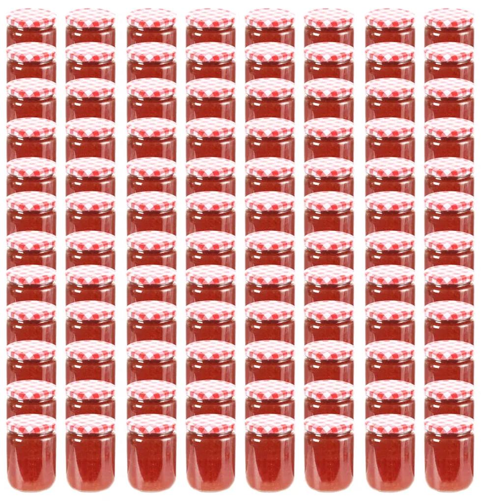 Zaváracie poháre s bielo-červenými viečkami 96 ks 230 ml sklo 50799