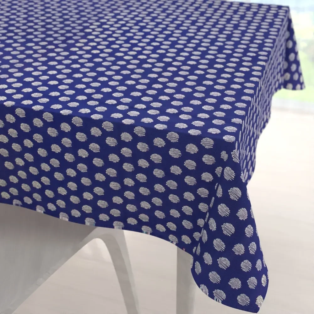 Biante Bavlnený štvorcový obrus Sandra SA-214 Biele bodky na modrom 70x70 cm