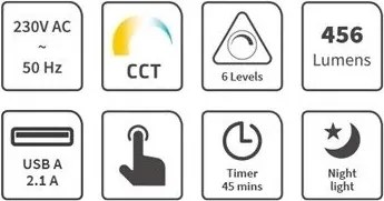 LED Stmievateľná stolná lampa s USB LED/9W/230V 3000K/4000K/5500K biela