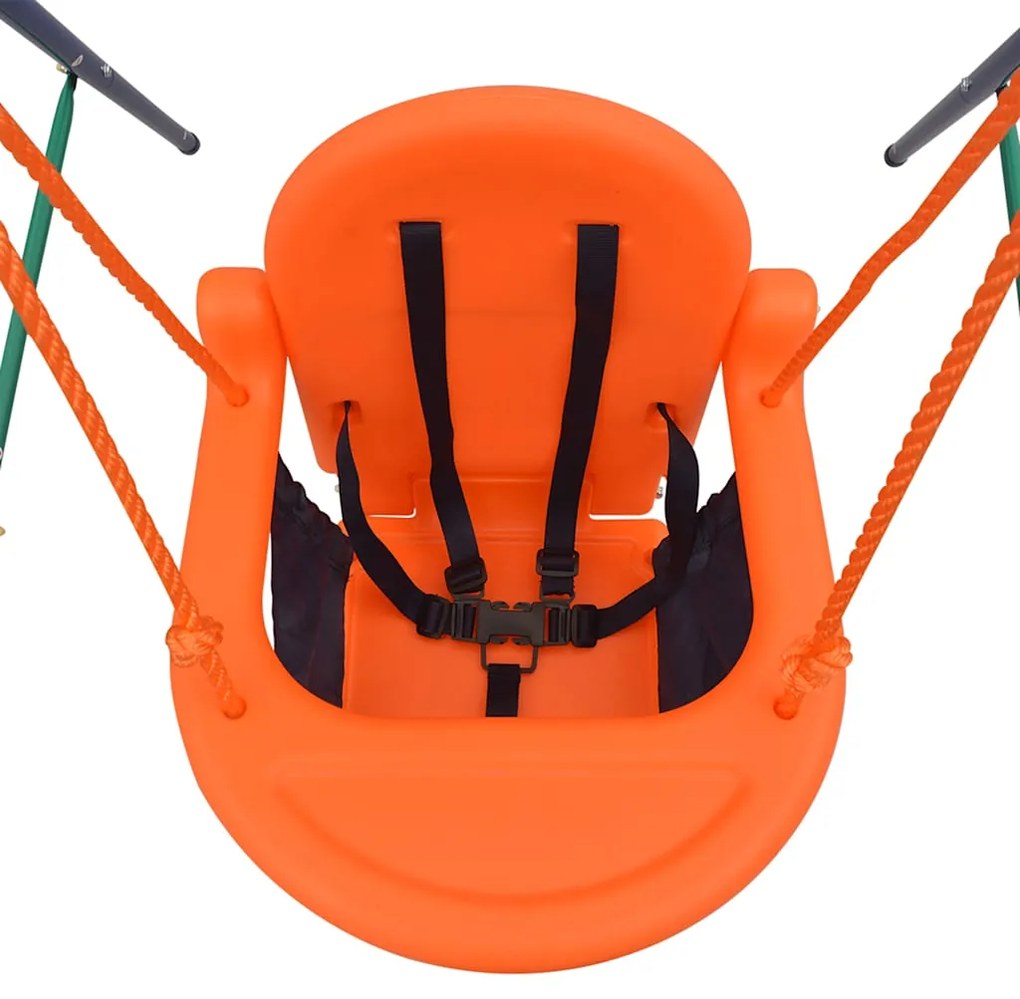Jednomiestna hojdačka a hojdačka pre batoľatá 2 v 1, oranžová
