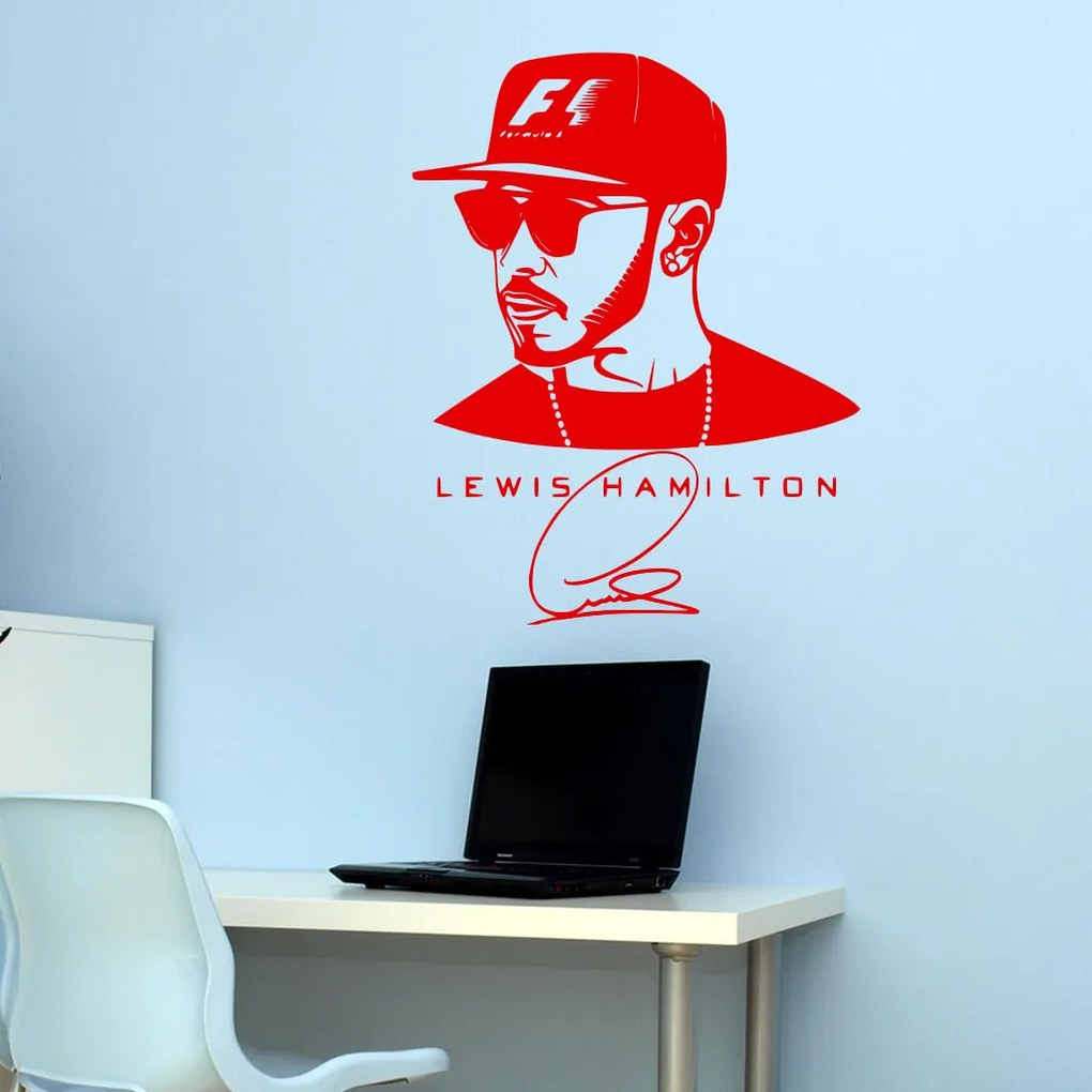 Veselá Stena Samolepka na stenu na stenu Lewis Hamilton F1 Farba: černá