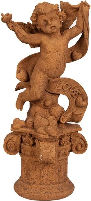 Dekoratívna hrdzavá figúrka anjel so srdcom Love - 13*13*30 cm