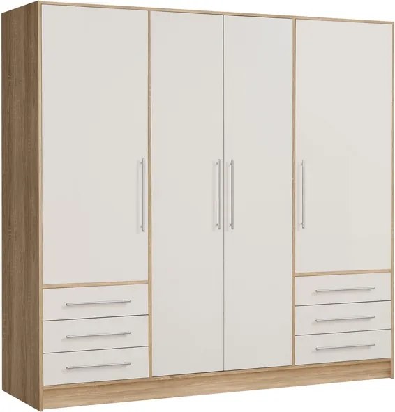 Šatníková skriňa Jupiter, 207 cm, dub sonoma/biela