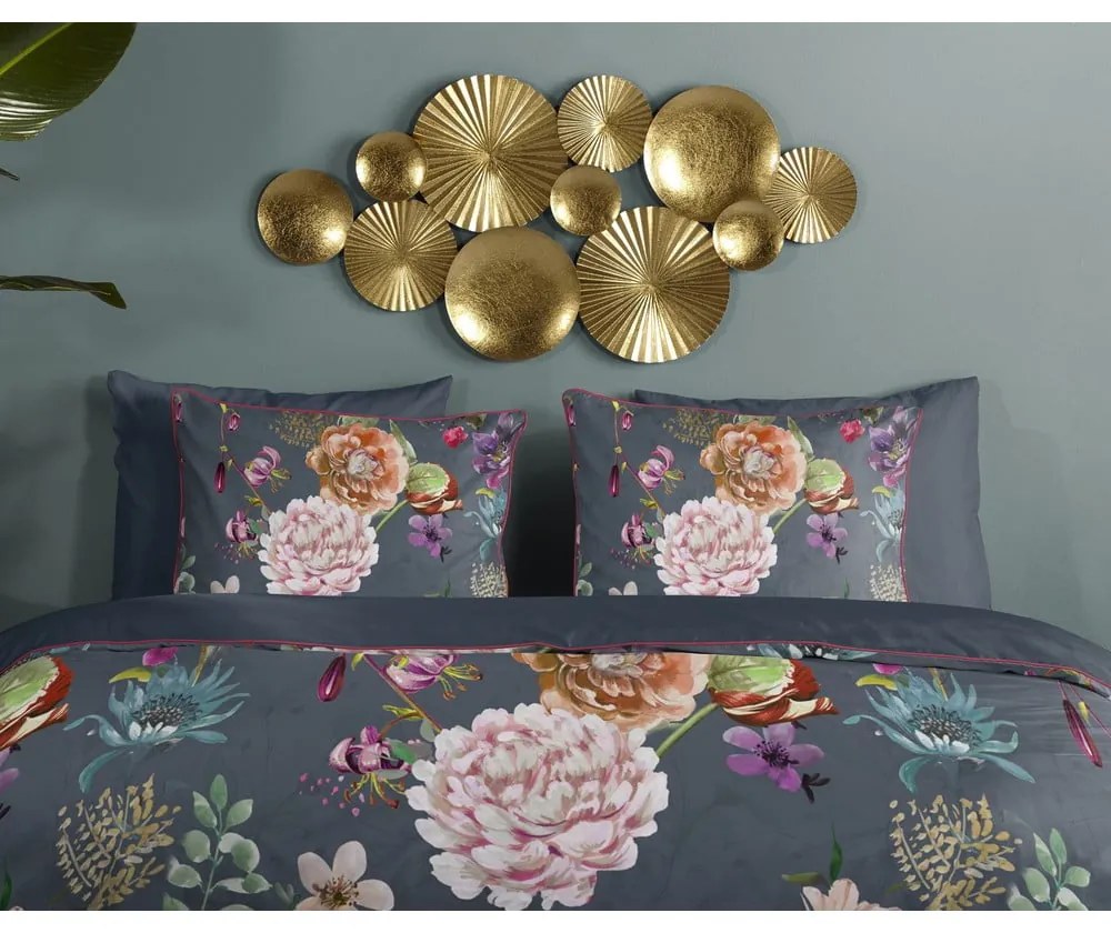 Antracitové obliečky na dvojlôžko/predĺžené z bavlneného saténu 240x220 cm Parma – Descanso