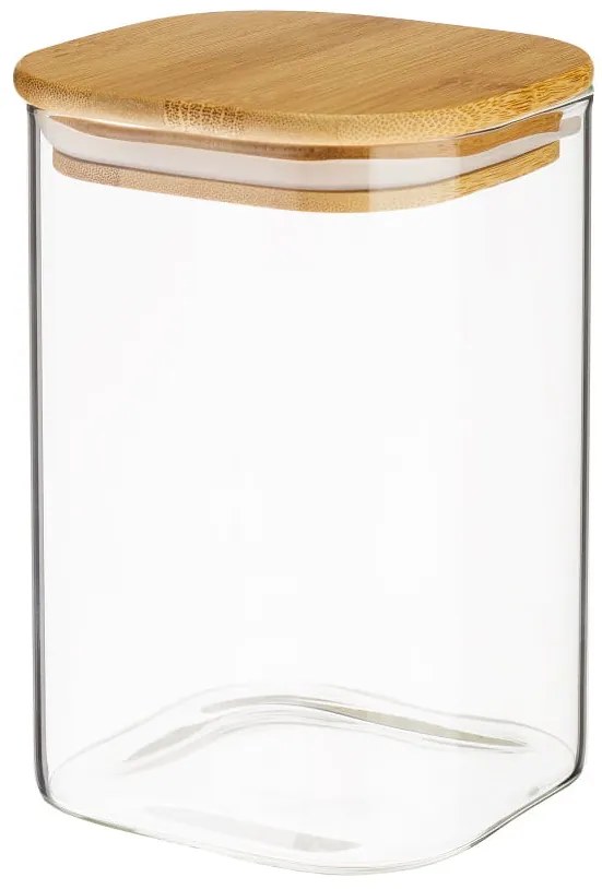 Orion Sklenená dóza hranatá s bambusovým vrchnákom, 1 l BORO