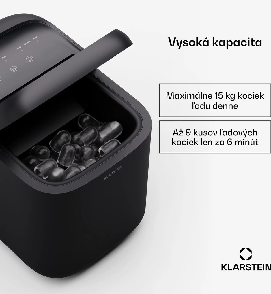 Klarstein SparkIce stroj na výrobu ľadu, 2 režimy, 1,5 l studenej vody, automatické čistenie, 15 kg/24 hod