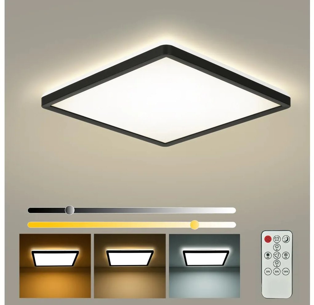 Brilagi - stmievateľné LED svietidlo ULTRA SLIM LED/18W/230V 30x30 cm čierne + diaľkové ovládanie