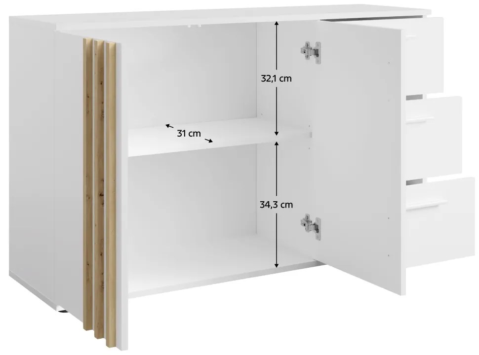 Komoda TOLIS 2D3S, biela