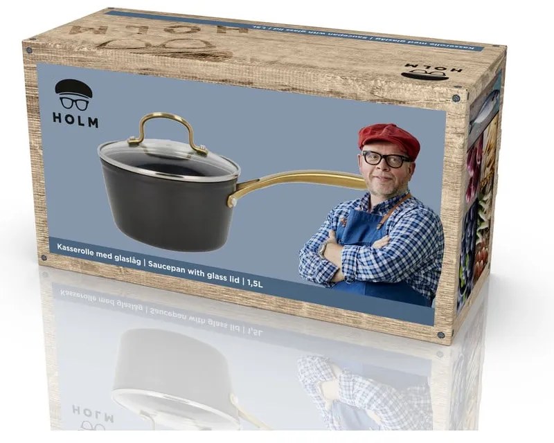 Hliníková rajnica s nepriľnavým povrchom s pokrievkou na indukciu 1,5 l – Holm