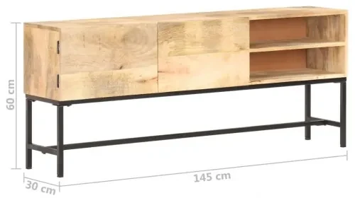 vidaXL Komoda 145x30x60 cm masívne mangovníkové drevo-