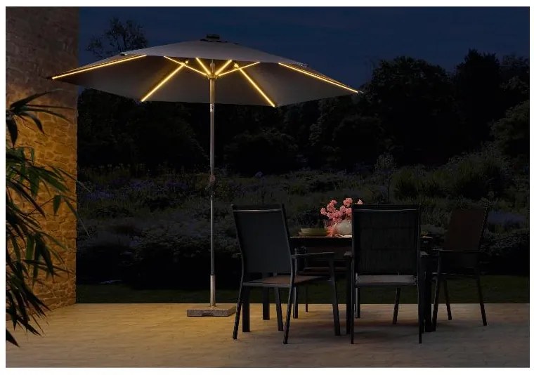 Livarno home Slnečník so solárnym LED osvetlením (100388080)