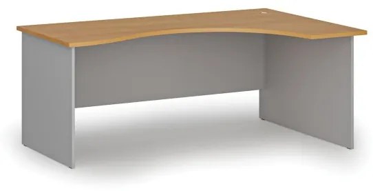 Ergonomický kancelársky pracovný stôl PRIMO GRAY, 1800 x 1200 mm, pravý, sivá/buk