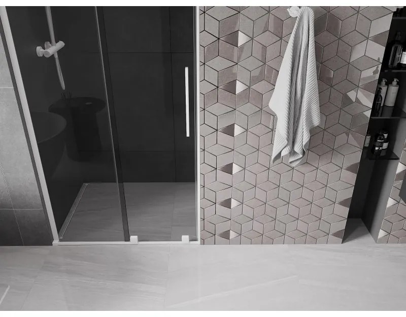 Mexen Velar L, posuvné sprchové dvere do otvoru 110 cm, 8mm šedé sklo, biela matná, 871-110-003-41-20