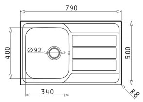 Pyramis 100178701 - Kuchynský drez ATHENA 79x50 cm satin