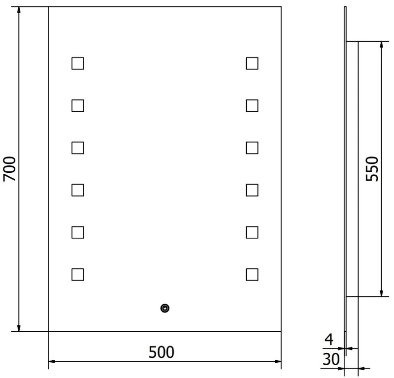 Mexen Ner, LED kúpeľňové zrkadlo s podsvietením 50x70 cm, 6000K, ochrana proti zahmlievaniu, 9809-050-070-611-00