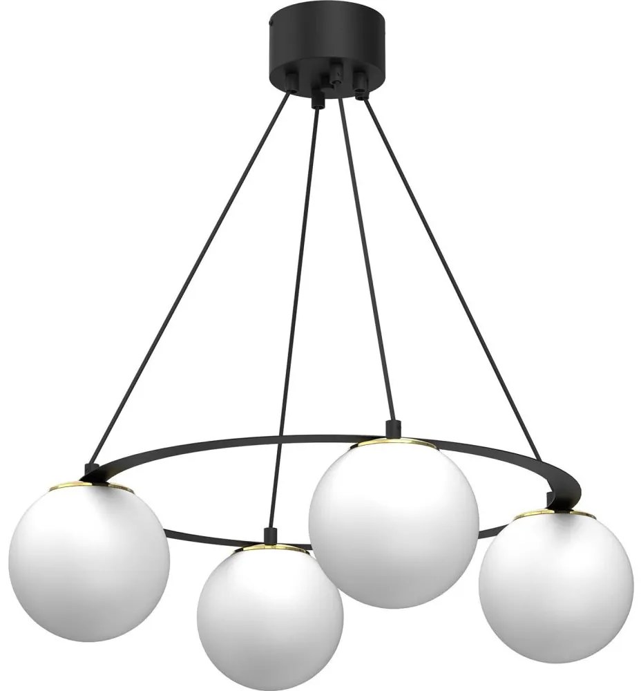Luster na lanku BALLO 4xE27/15W/230V čierna/biela