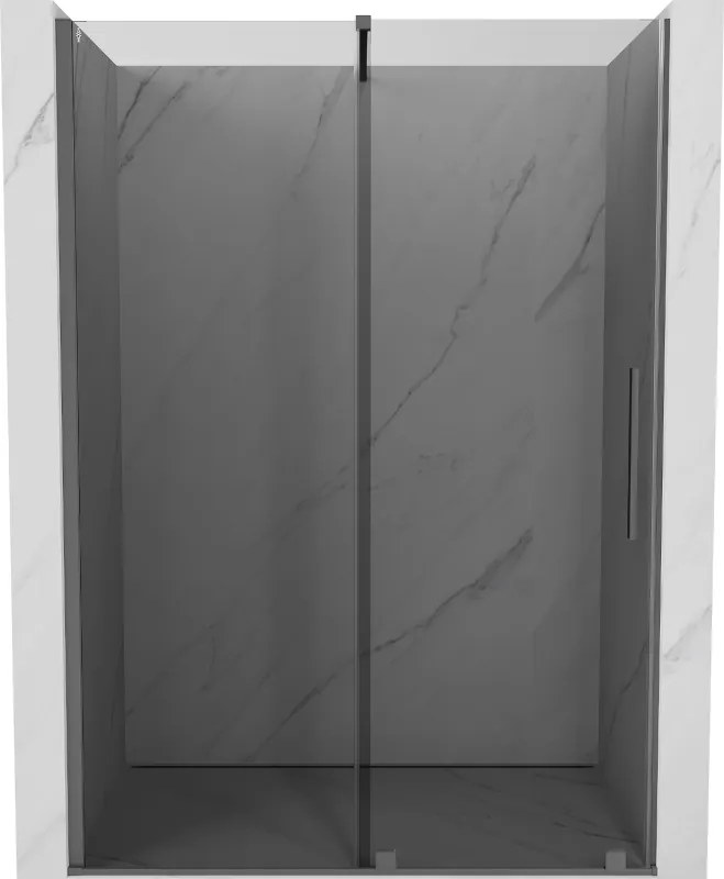Mexen Velar, posuvné sprchové dvere do otvoru 140 cm, 8mm šedé sklo, brúsený grafit, 871-140-000-41-95