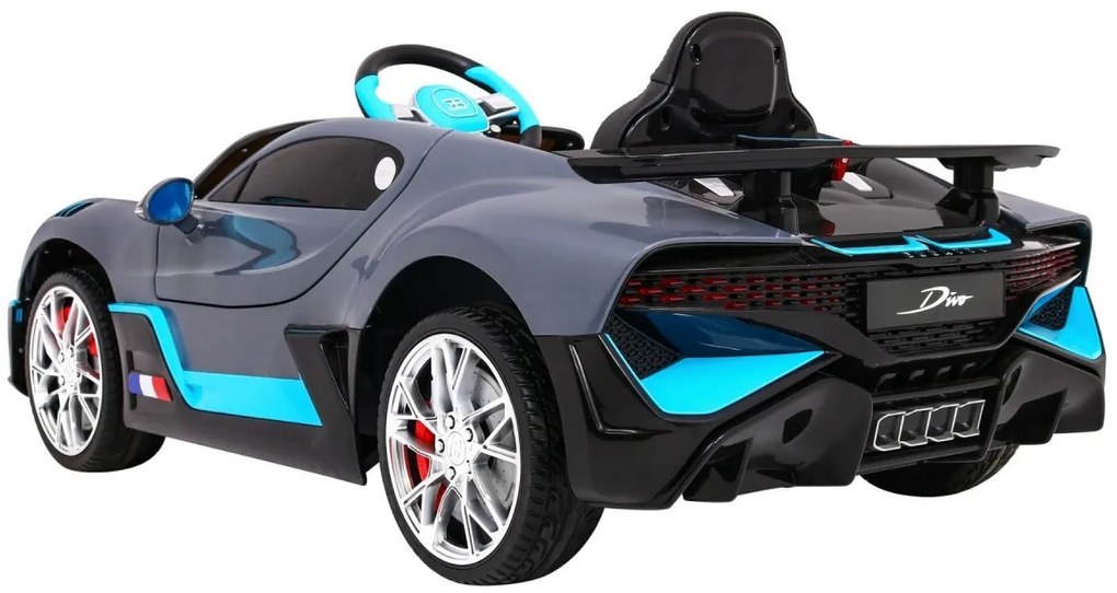 LEAN TOYS Elektrické autíčko Bugatti Divo - SIVÉ  - MOTOR 2x45W BATÉRIA 12V / 7Ah - 2023