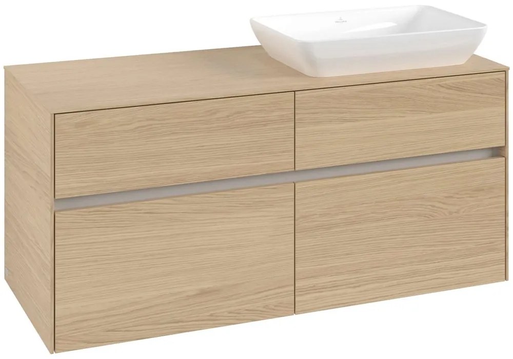 VILLEROY &amp; BOCH Collaro závesná skrinka pod umývadlo na dosku (umývadlo vpravo), 4 zásuvky, 1200 x 500 x 548 mm, Nordic Oak, C11400VJ