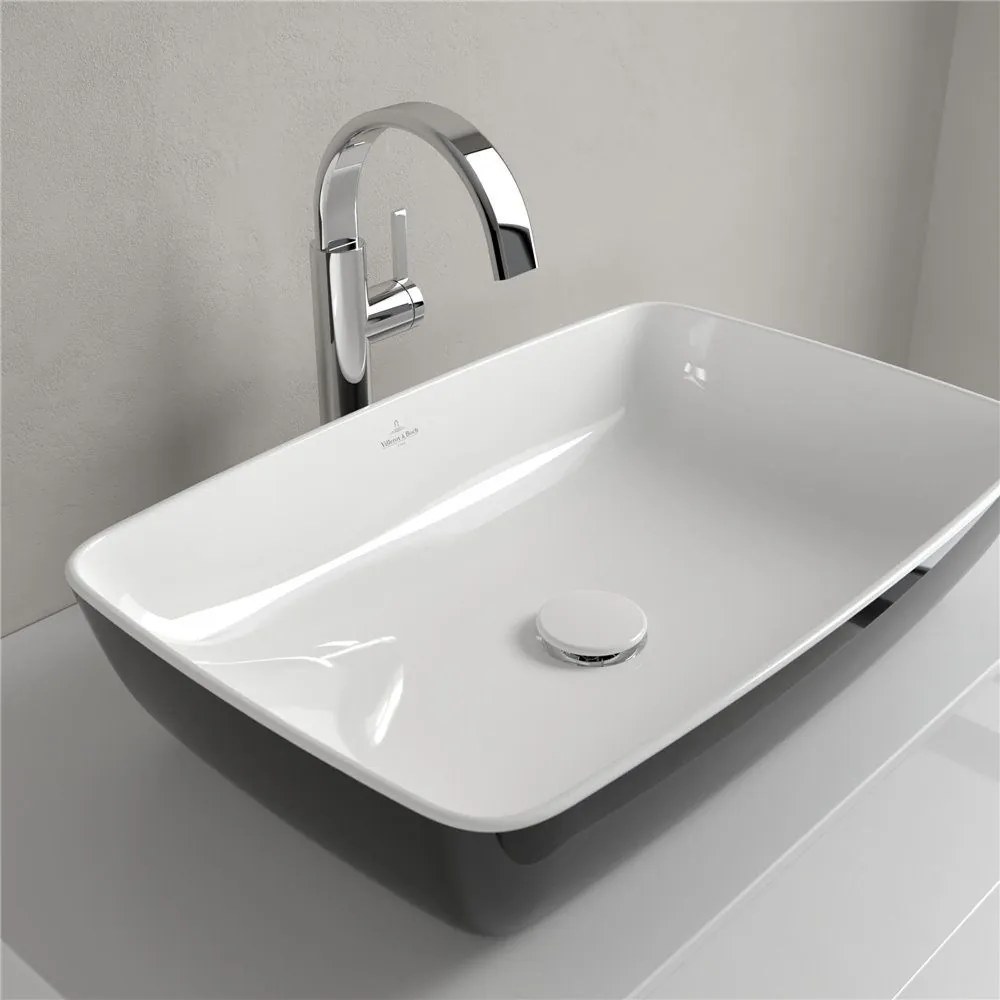 VILLEROY & BOCH Artis obdĺžnikové umývadlo na dosku bez otvoru, bez prepadu, 580 x 380 mm, Coal Black, 417258BCT8