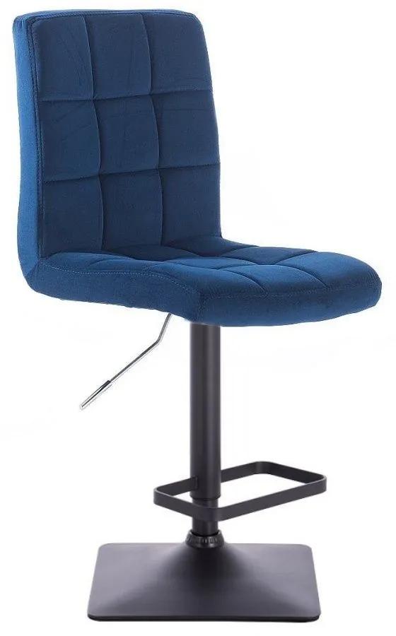 LuxuryForm Barová stolička TOLEDO VELUR na čierne podstave - modrá