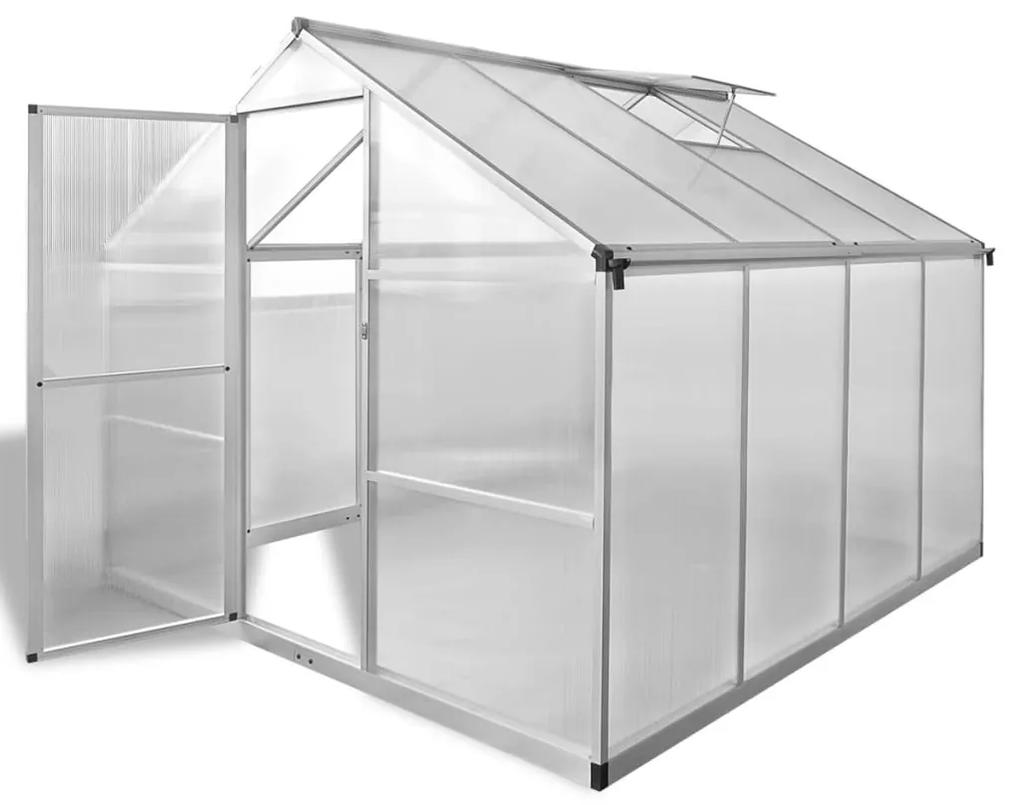 Spevnený hliníkový skleník s podkladovým rámom 6,05 m²