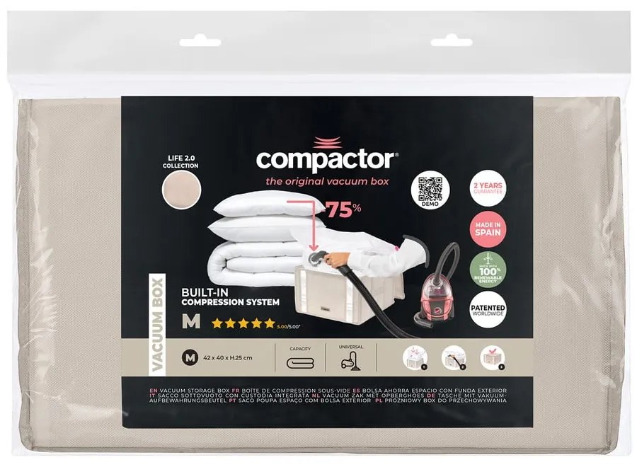 Vákuový látkový úložný box na oblečenie 42x40x25 cm Life – Compactor