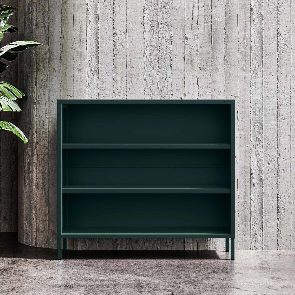 Nízky policový regál LUCA, 1000 x 900 x 350 mm, Modern: fľaškovo zelená farba