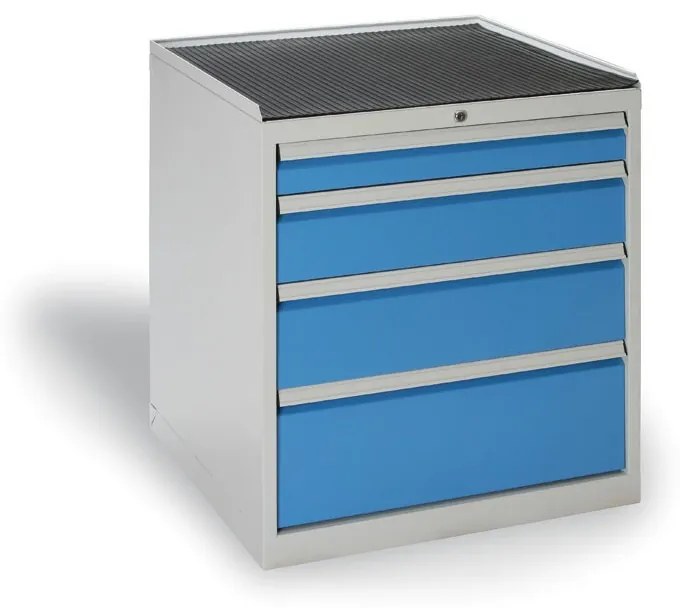 Dielenská zásuvková skriňa nízka na náradie KOVOS, 4 zásuvky, 720 x 700 x 840 mm