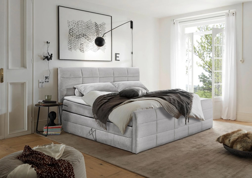 XXXLutz BOXSPRINGOVÁ POSTEĽ, 180/200 cm, svetlosivá MID.YOU - Online Only spálne - 002220045111