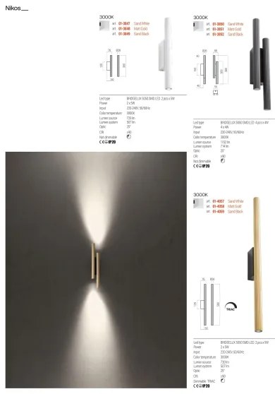Redo 01-4059 - LED stlmiteľné nástenné svietidlo NIKOS LED/10W/230V CRI 90 čierna