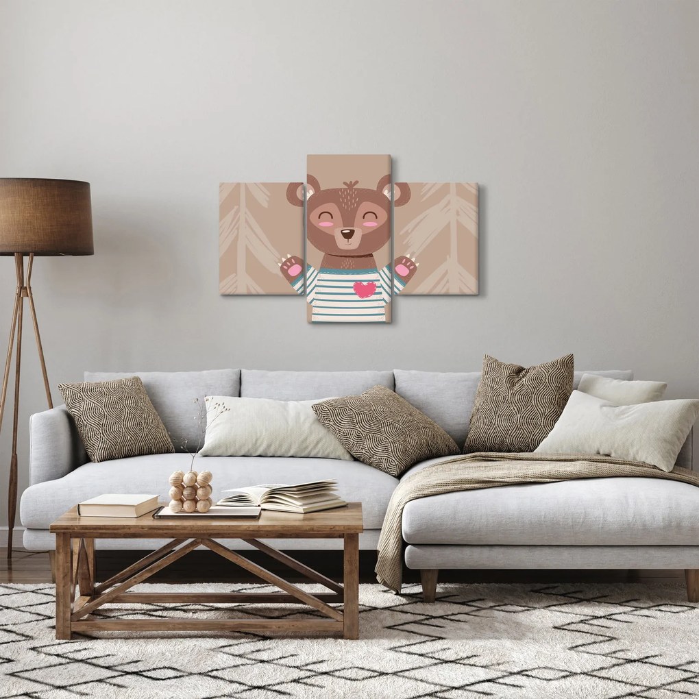 Obraz - Medvedík v pruhovanom tričku (90x60 cm)