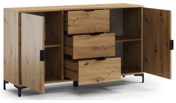 Komoda LORA dub artisan so zásuvkami a dvierkami