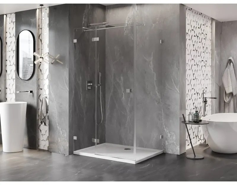 Mexen Lunar T, sklápací sprchový kút ľavý 110 x 70 cm, 8mm číre sklo, chrómový profil, 834T-110-070-01-00-L