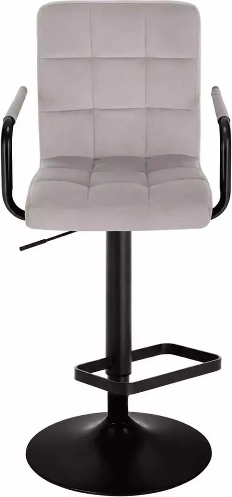 LuxuryForm DESIGN Barová stolička VERONA BLACK VELUR na čiernom tanieri - svetlosivá